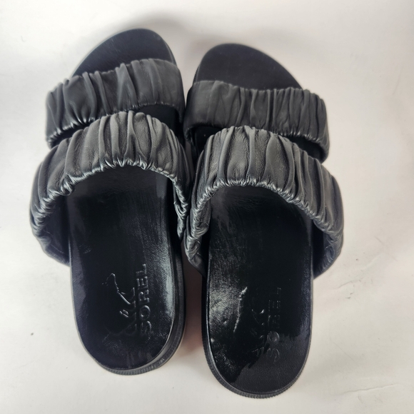 SOREL Women's Roaming Two Strap Sandal Size 8.5 Black Leather Slip On Shoe - Picture 8 of 11